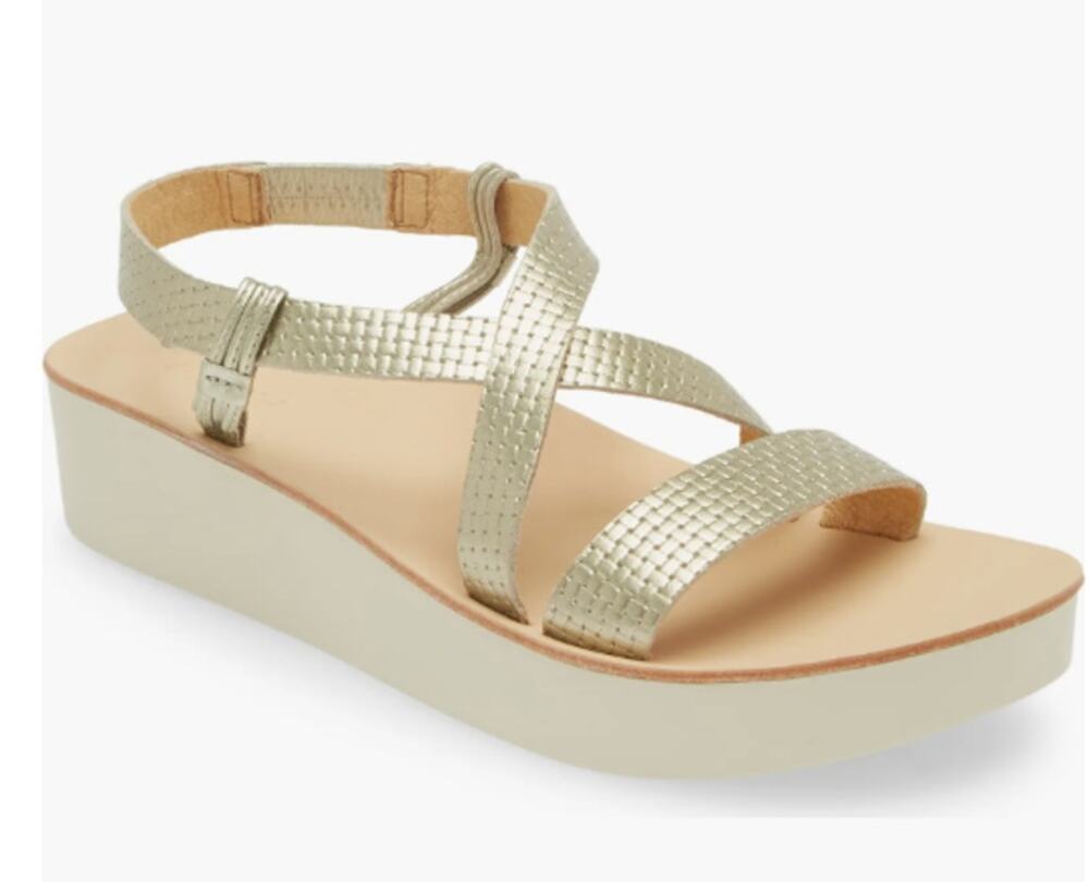 OluKai Women's Onohi Strappy Leather Platform Sandals Bubbly/White Sand Size 6